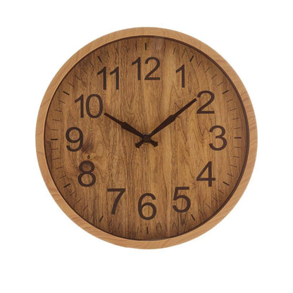 Brown Plastic Wood Wall Clock 25.4 x 3.8cm