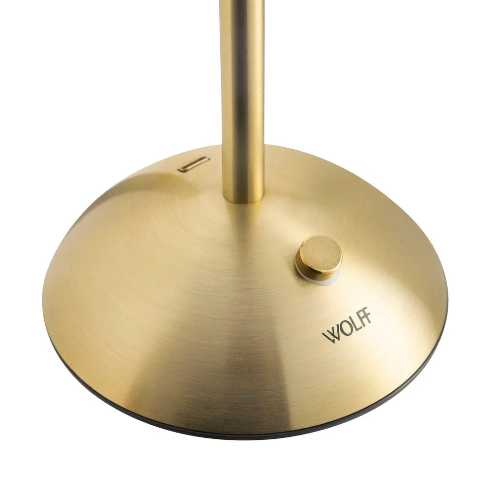 Wolff Lumina LED Table Lamp, Gold, Bivolt, Battery Operated