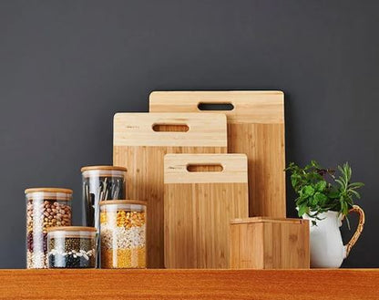 Set of 4 glass food containers with airtight bamboo lids